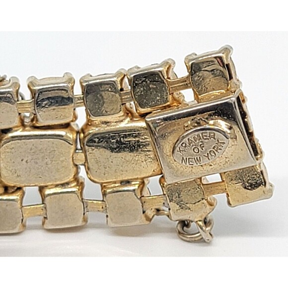 Kramer NY Aurora Borealis Baguette Rhinestone Bracelet Gold Tone Metal Sparkly! - Picture 9 of 12